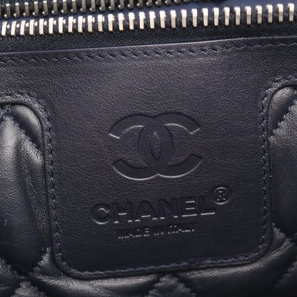 コココクーンGM リバーシブル ハンドバッグ トートバッグ レザー シルバー ネイビー シルバー金具 シャネル バッグ CHANEL