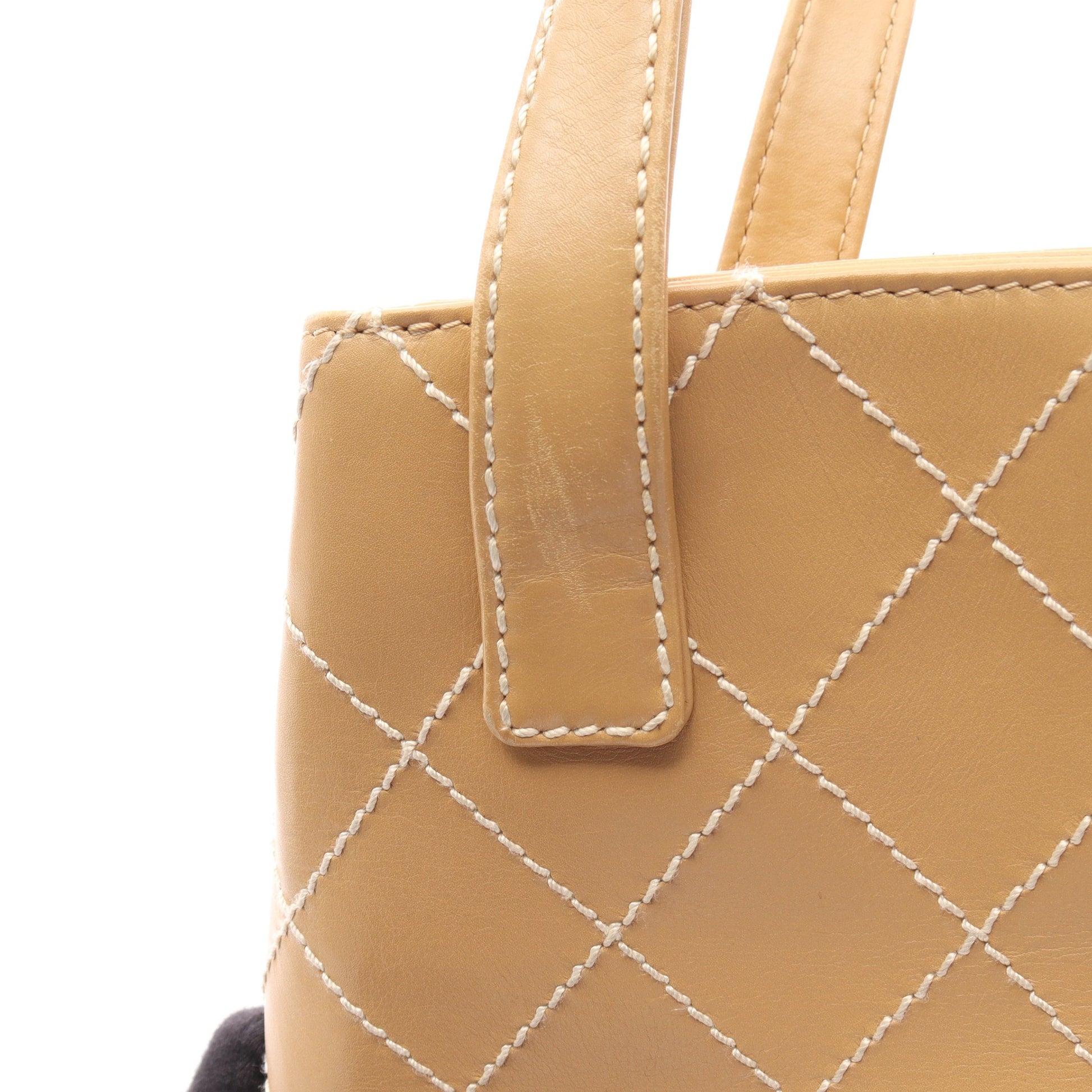 ワイルドステッチ ハンドバッグ トートバッグ レザー ベージュ ゴールド金具 シャネル バッグ CHANEL