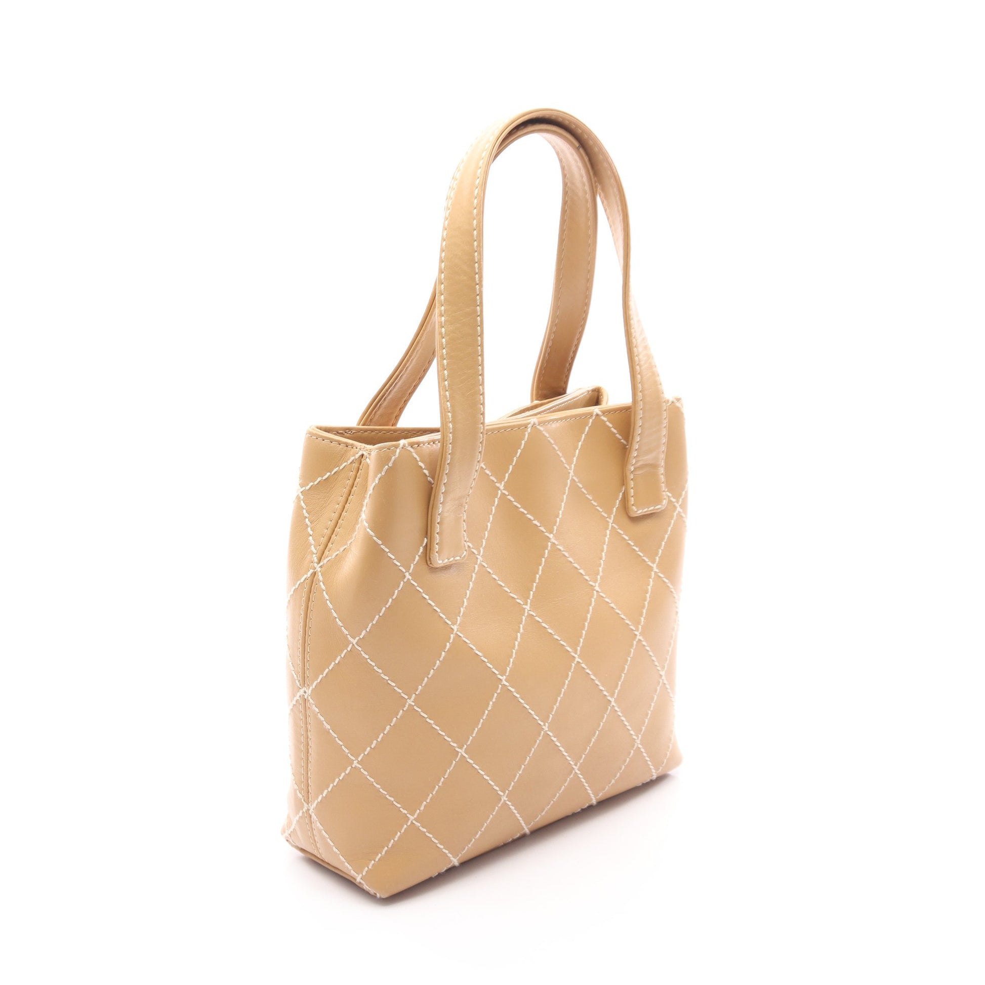ワイルドステッチ ハンドバッグ トートバッグ レザー ベージュ ゴールド金具 シャネル バッグ CHANEL