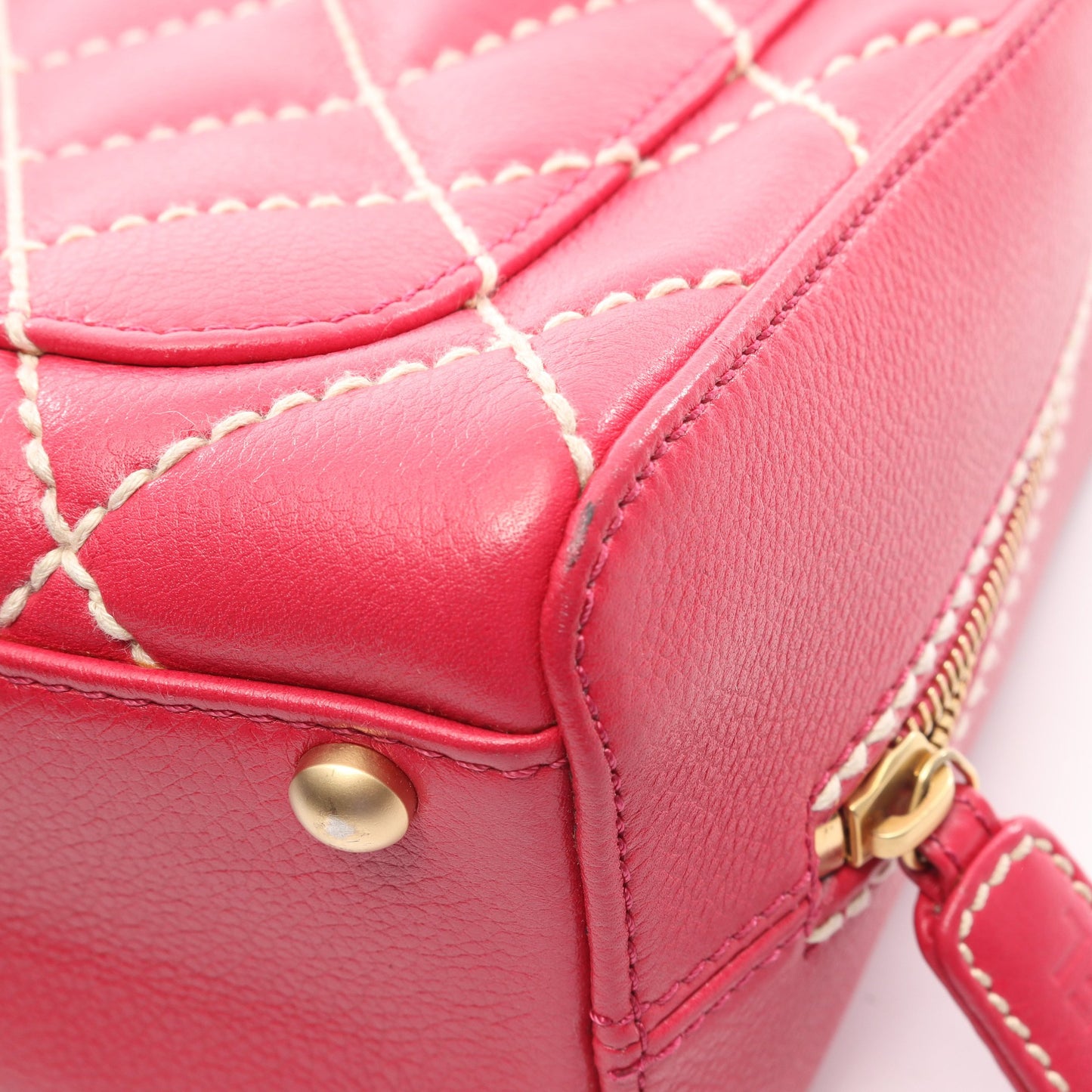 ワイルドステッチ ハンドバッグ レザー ピンクパープル ゴールド金具 シャネル バッグ CHANEL