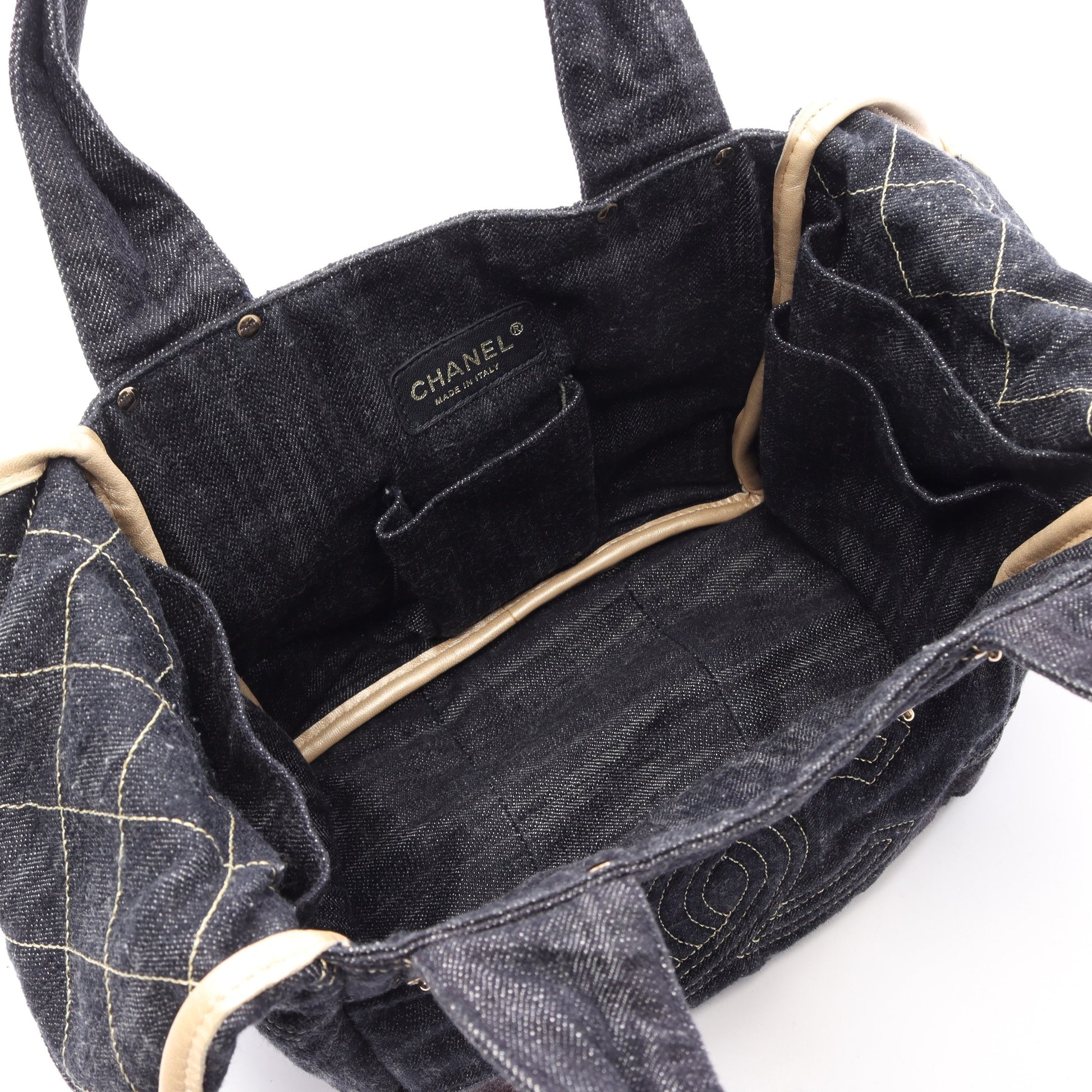 スパークリングデニム ココマーク ハンドバッグ デニム レザー インディゴブルー ゴールド金具 シャネル バッグ CHANEL