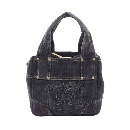 スパークリングデニム ココマーク ハンドバッグ デニム レザー インディゴブルー ゴールド金具 シャネル バッグ CHANEL