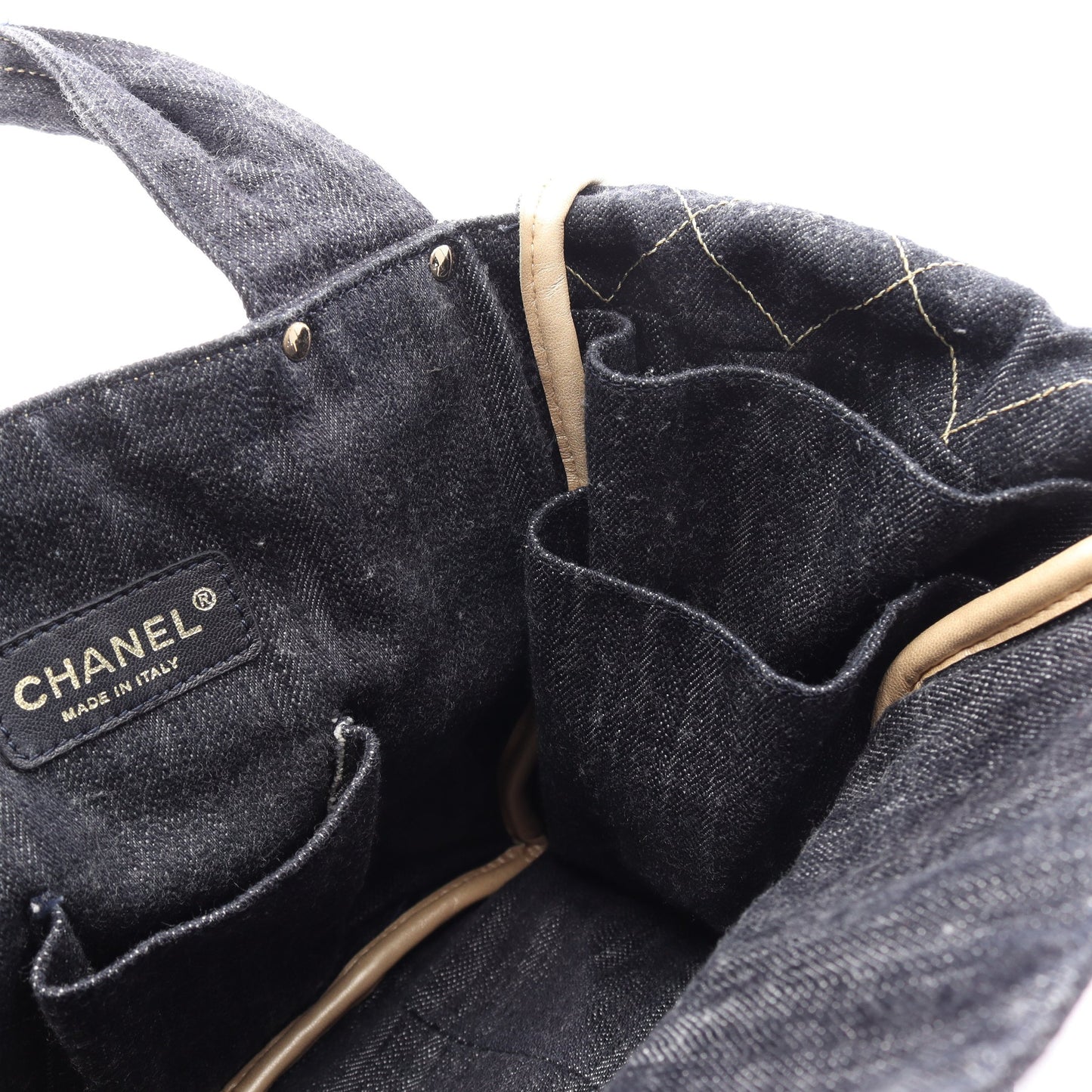 スパークリングデニム ココマーク ハンドバッグ デニム レザー インディゴブルー ゴールド金具 シャネル バッグ CHANEL
