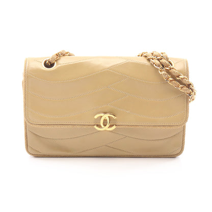 ココマーク フラップ チェーンショルダーバッグ レザー ライトベージュ ゴールド金具 シャネル バッグ CHANEL