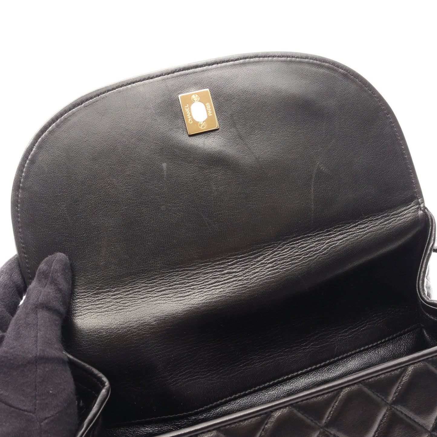 マトラッセ ショルダーバッグ ラムスキン ブラック ゴールド金具 シャネル バッグ CHANEL