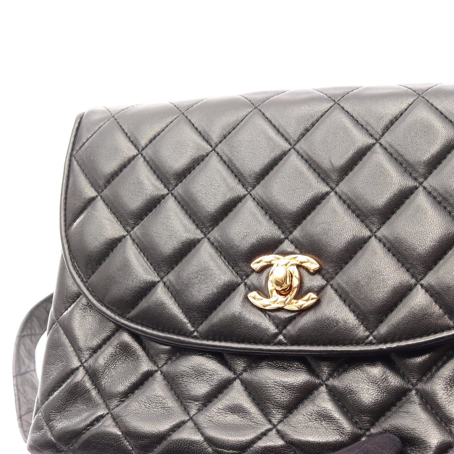 マトラッセ ショルダーバッグ ラムスキン ブラック ゴールド金具 シャネル バッグ CHANEL