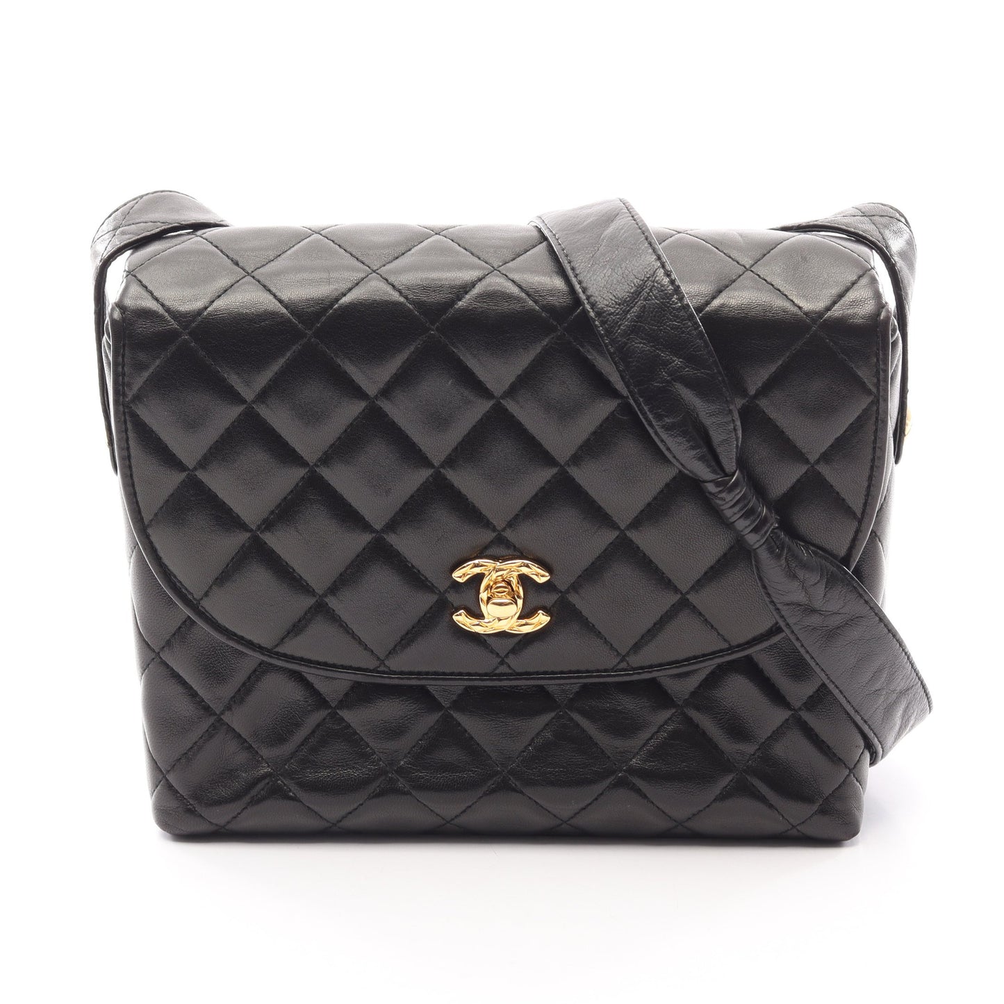 マトラッセ ショルダーバッグ ラムスキン ブラック ゴールド金具 シャネル バッグ CHANEL