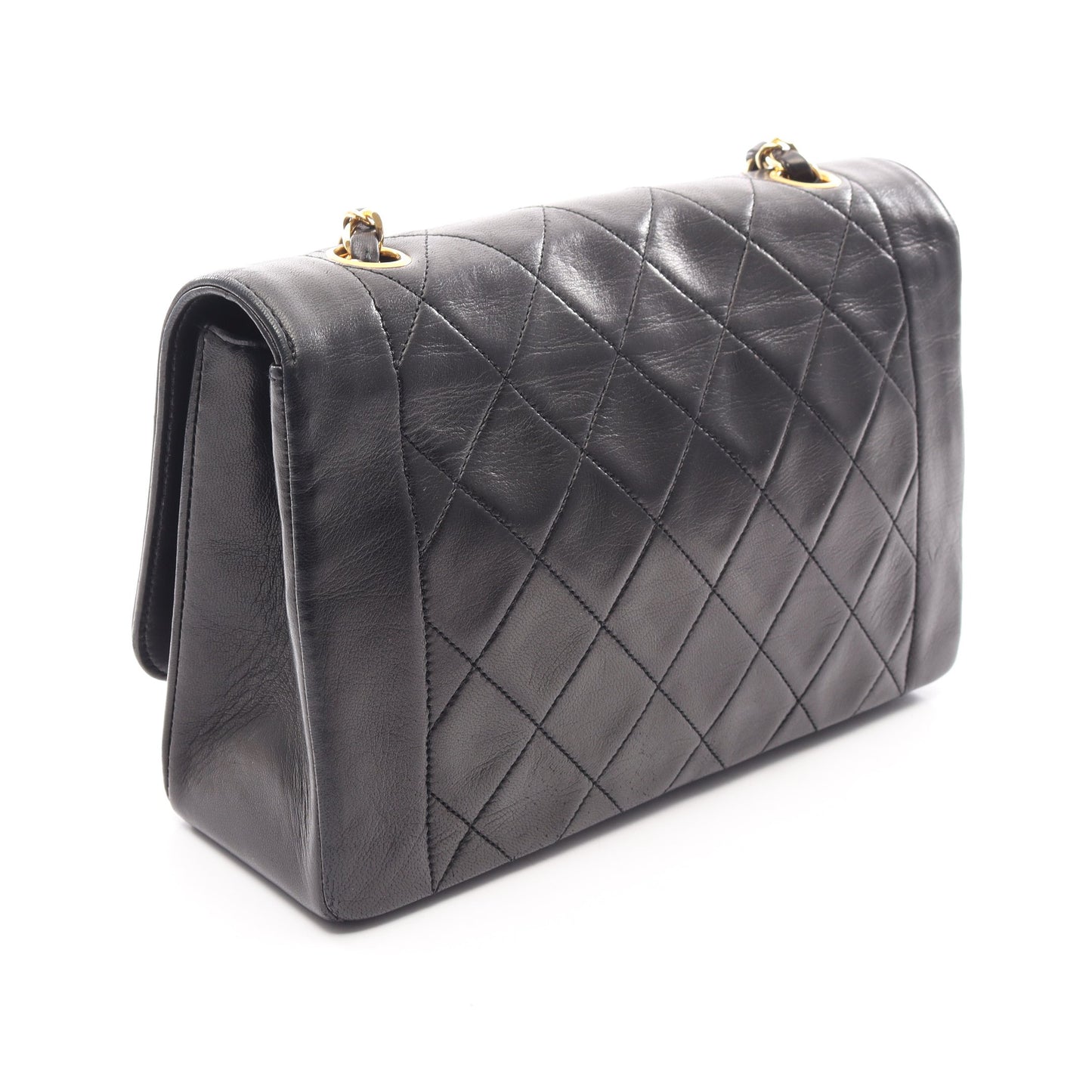 マトラッセ シングルフラップ チェーンショルダーバッグ ラムスキン ブラック ゴールド金具 シャネル バッグ CHANEL