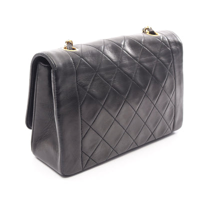 マトラッセ シングルフラップ チェーンショルダーバッグ ラムスキン ブラック ゴールド金具 シャネル バッグ CHANEL