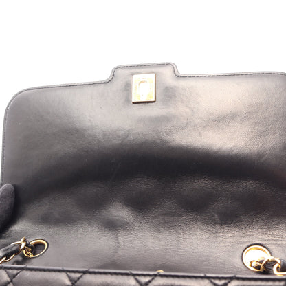マトラッセ シングルフラップ チェーンショルダーバッグ ラムスキン ブラック ゴールド金具 シャネル バッグ CHANEL