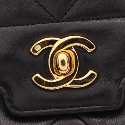 マトラッセ シングルフラップ チェーンショルダーバッグ ラムスキン ブラック ゴールド金具 シャネル バッグ CHANEL