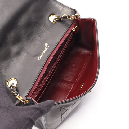 マトラッセ シングルフラップ チェーンショルダーバッグ ラムスキン ブラック ゴールド金具 シャネル バッグ CHANEL