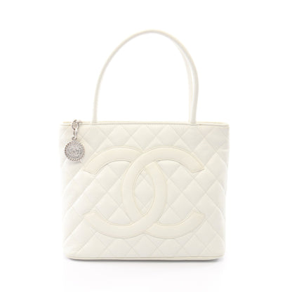 復刻トート ハンドバッグ トートバッグ キャビアスキン ホワイト シルバー金具 シャネル バッグ CHANEL