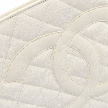 復刻トート ハンドバッグ トートバッグ キャビアスキン ホワイト シルバー金具 シャネル バッグ CHANEL