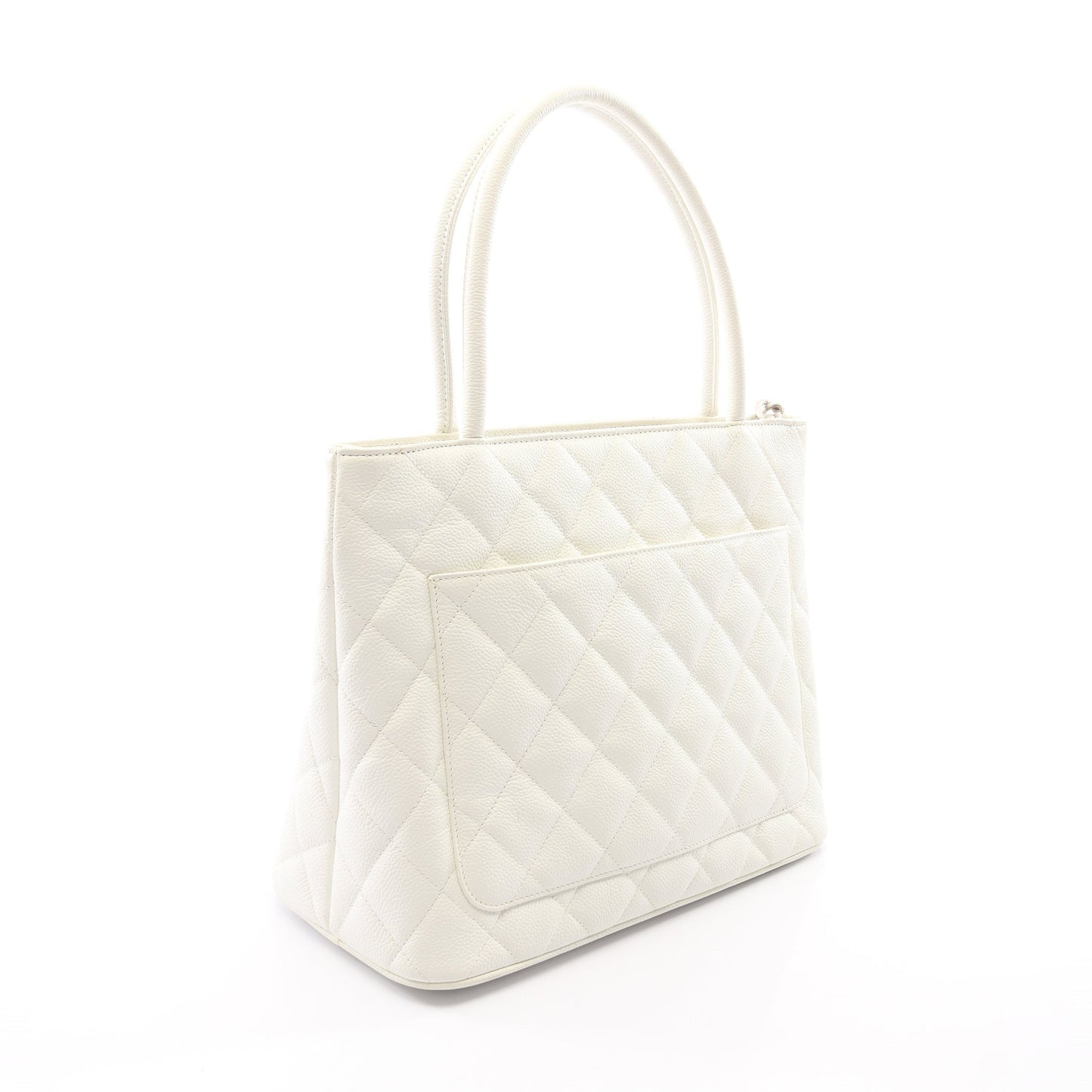 復刻トート ハンドバッグ トートバッグ キャビアスキン ホワイト シルバー金具 シャネル バッグ CHANEL