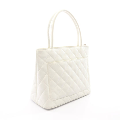 復刻トート ハンドバッグ トートバッグ キャビアスキン ホワイト シルバー金具 シャネル バッグ CHANEL