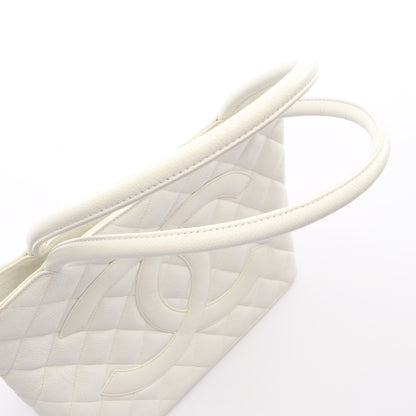 復刻トート ハンドバッグ トートバッグ キャビアスキン ホワイト シルバー金具 シャネル バッグ CHANEL