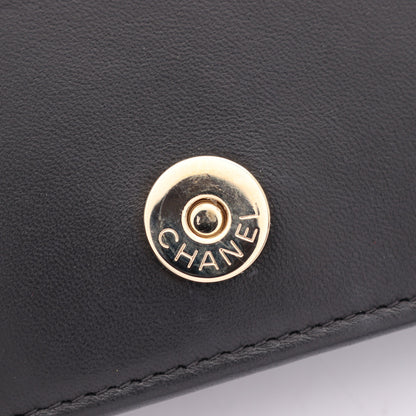 マトラッセ カメリア チェーンウォレット ラムスキン ブラック ピンク ゴールド金具 シャネル バッグ CHANEL