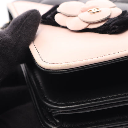 マトラッセ カメリア チェーンウォレット ラムスキン ブラック ピンク ゴールド金具 シャネル バッグ CHANEL