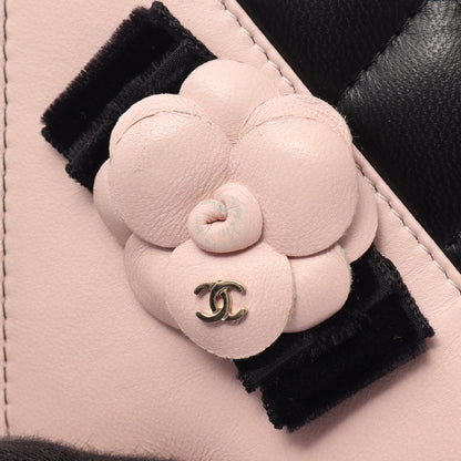 マトラッセ カメリア チェーンウォレット ラムスキン ブラック ピンク ゴールド金具 シャネル バッグ CHANEL
