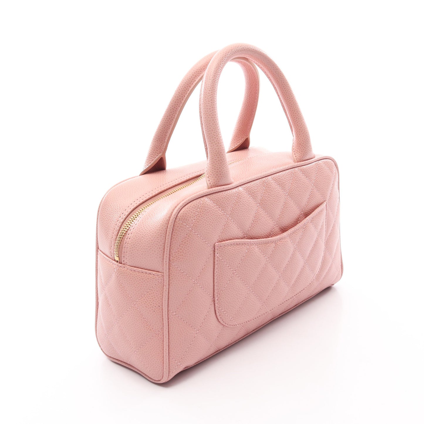 マトラッセ ハンドバッグ ミニボストンバッグ キャビアスキン ピンク ゴールド金具 シャネル バッグ CHANEL
