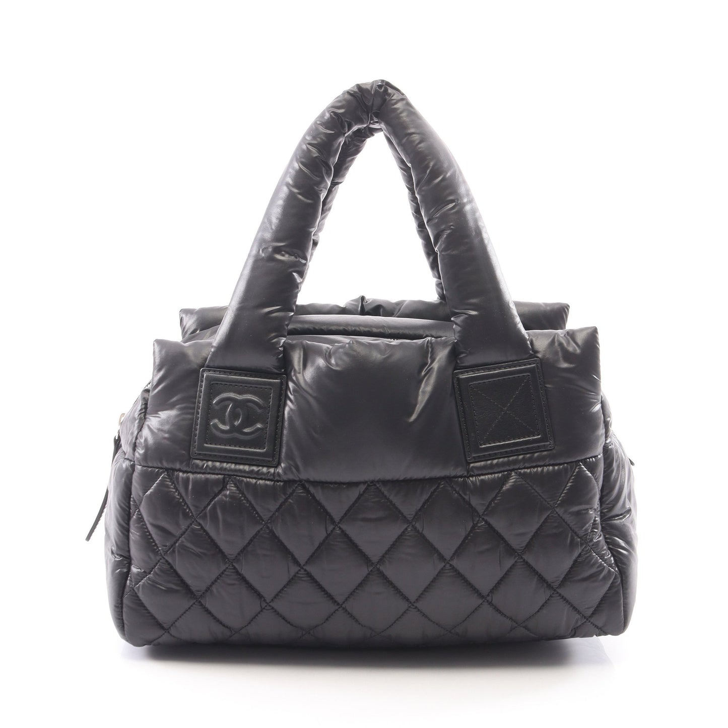 コココクーン ハンドバッグ ナイロン レザー ブラック シルバー金具 シャネル バッグ CHANEL