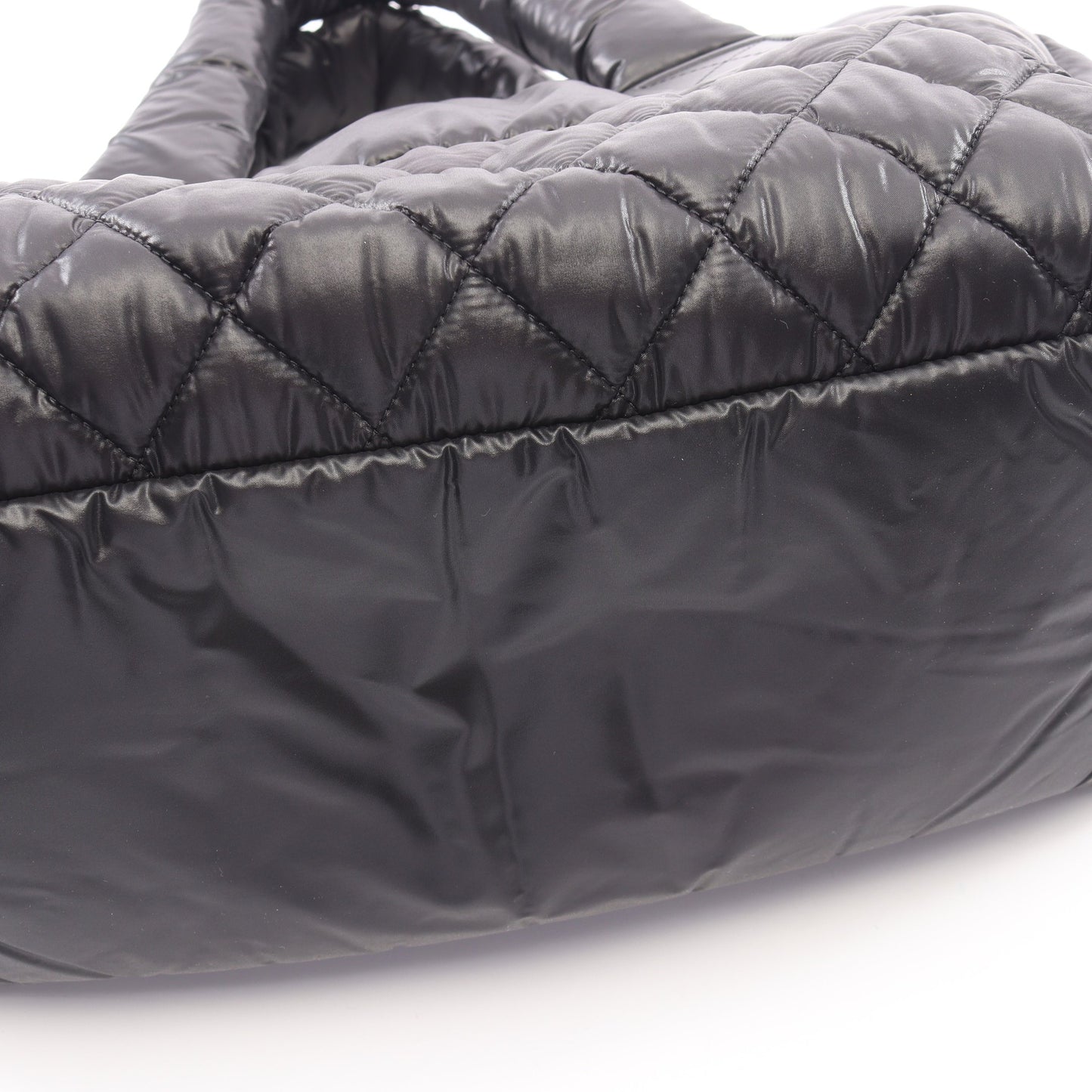 コココクーン ハンドバッグ ナイロン レザー ブラック シルバー金具 シャネル バッグ CHANEL