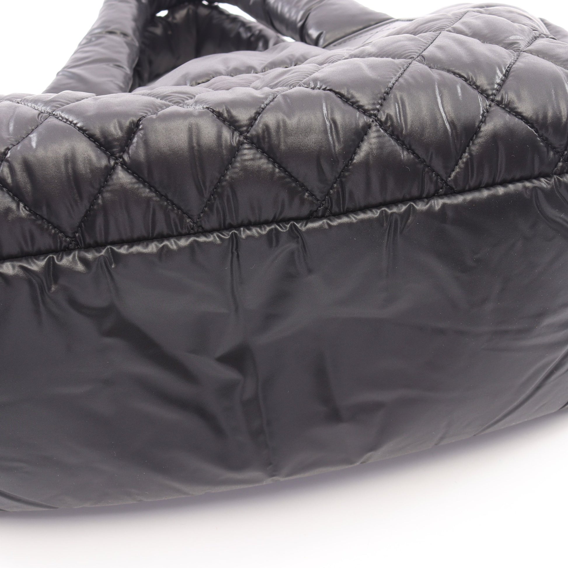 コココクーン ハンドバッグ ナイロン レザー ブラック シルバー金具 シャネル バッグ CHANEL