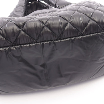 コココクーン ハンドバッグ ナイロン レザー ブラック シルバー金具 シャネル バッグ CHANEL
