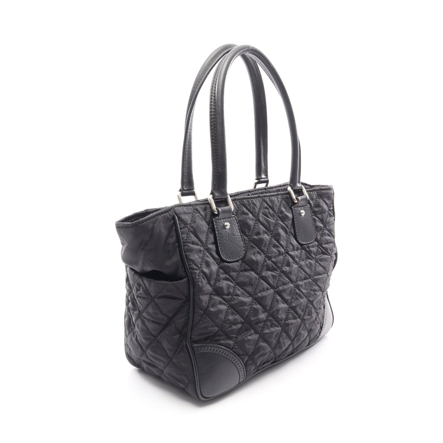 パリニューヨークライン ハンドバッグ トートバッグ ナイロン レザー ブラック シルバー金具 シャネル バッグ CHANEL