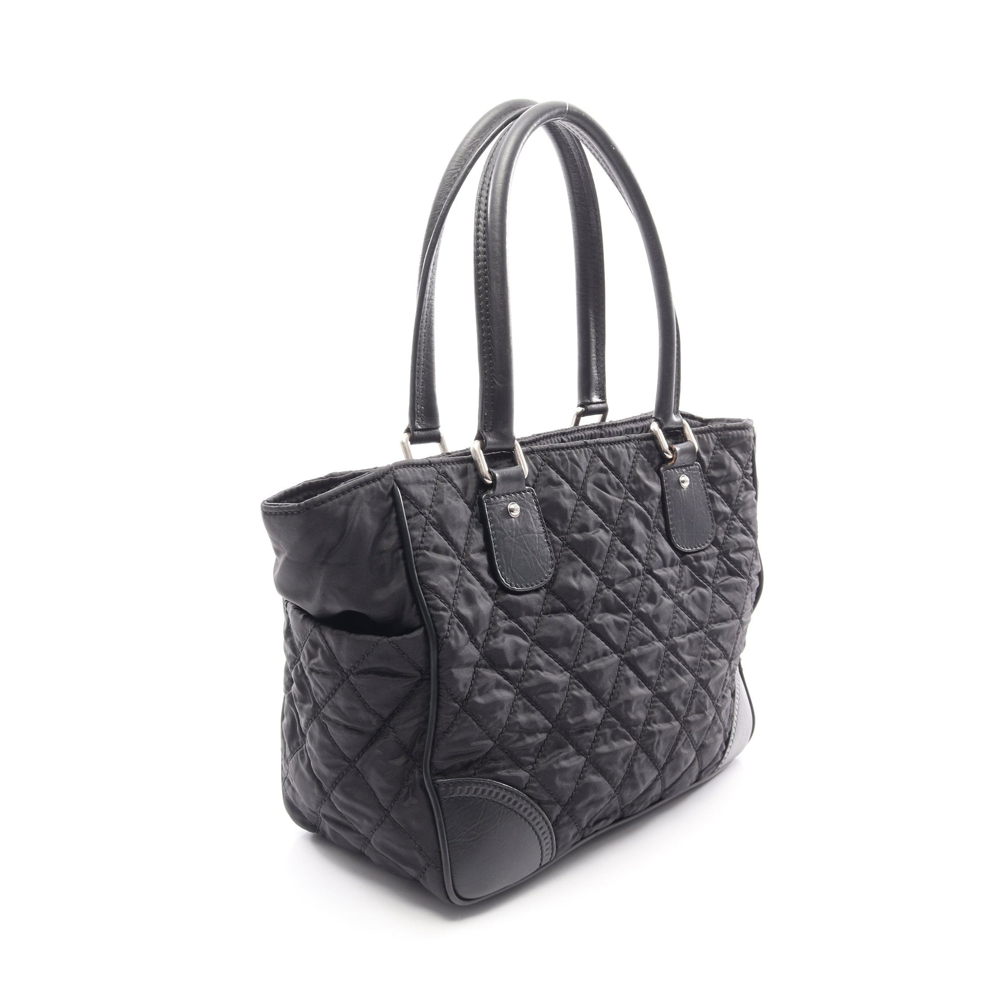 パリニューヨークライン ハンドバッグ トートバッグ ナイロン レザー ブラック シルバー金具 シャネル バッグ CHANEL