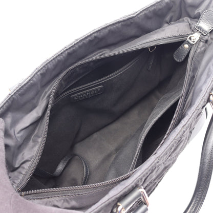パリニューヨークライン ハンドバッグ トートバッグ ナイロン レザー ブラック シルバー金具 シャネル バッグ CHANEL