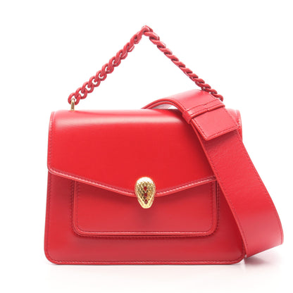 セルペンティ フォーエバー 2WAY チェーンハンドバッグ レザー レッド ブルガリ バッグ BVLGARI