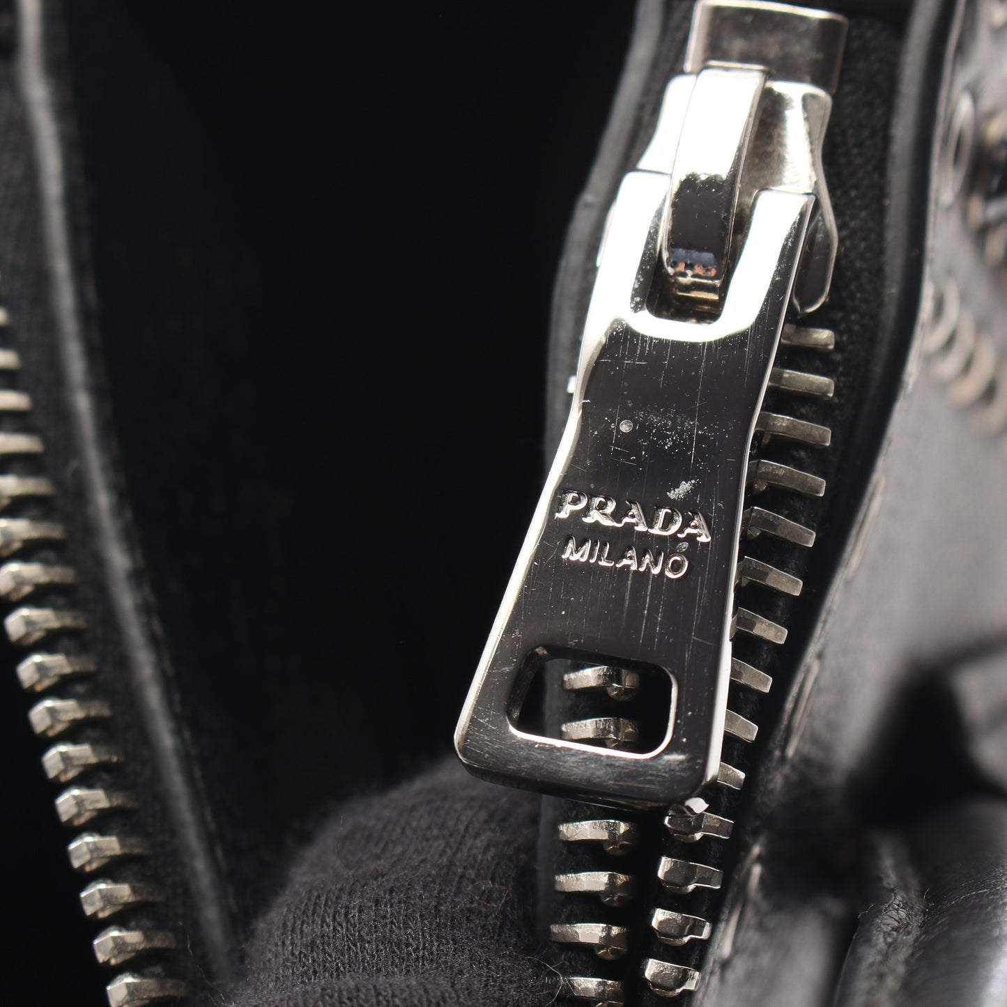 GLACE'CALF 2WAY ビジュー スタッズ ハンドバッグ レザー ブラック プラダ バッグ PRADA