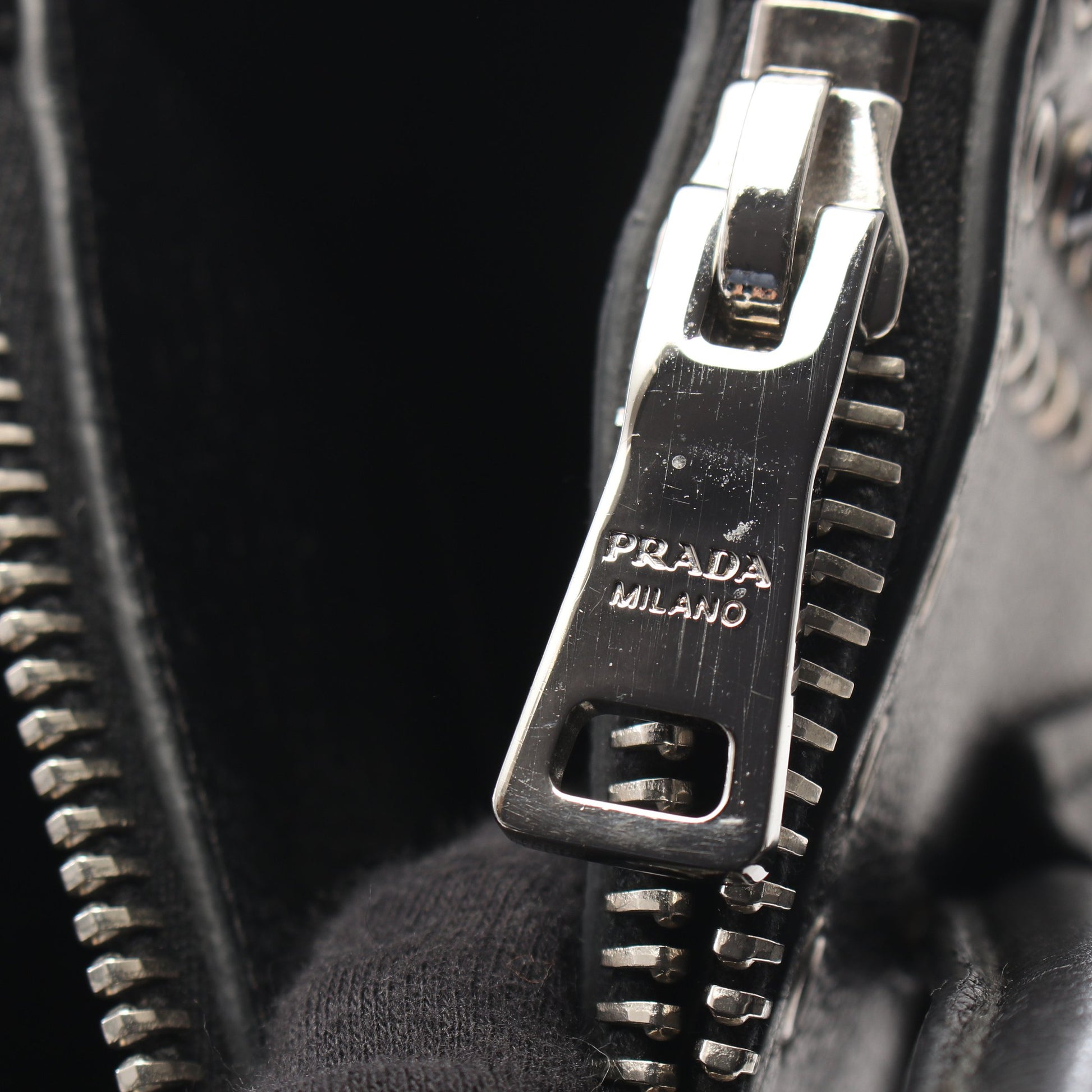 GLACE'CALF 2WAY ビジュー スタッズ ハンドバッグ レザー ブラック プラダ バッグ PRADA