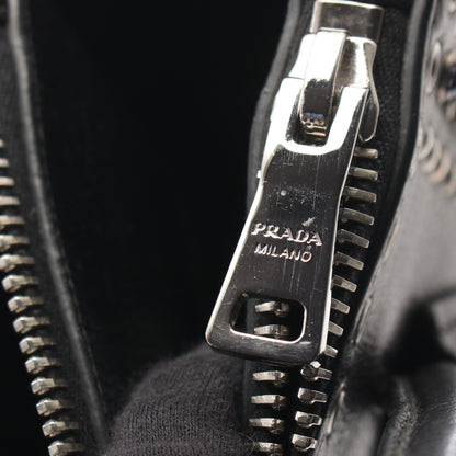 GLACE'CALF 2WAY ビジュー スタッズ ハンドバッグ レザー ブラック プラダ バッグ PRADA
