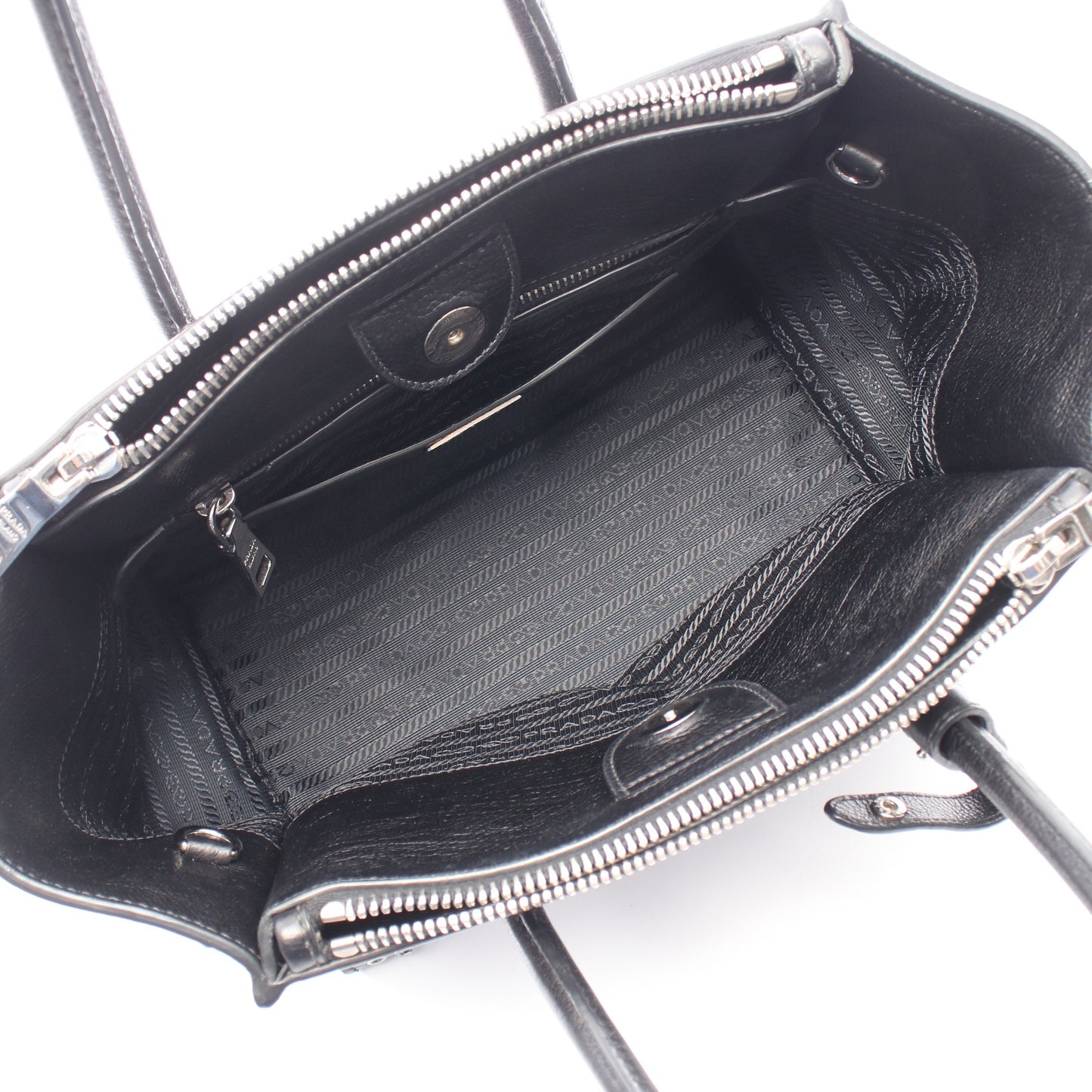 GLACE'CALF 2WAY ビジュー スタッズ ハンドバッグ レザー ブラック プラダ バッグ PRADA