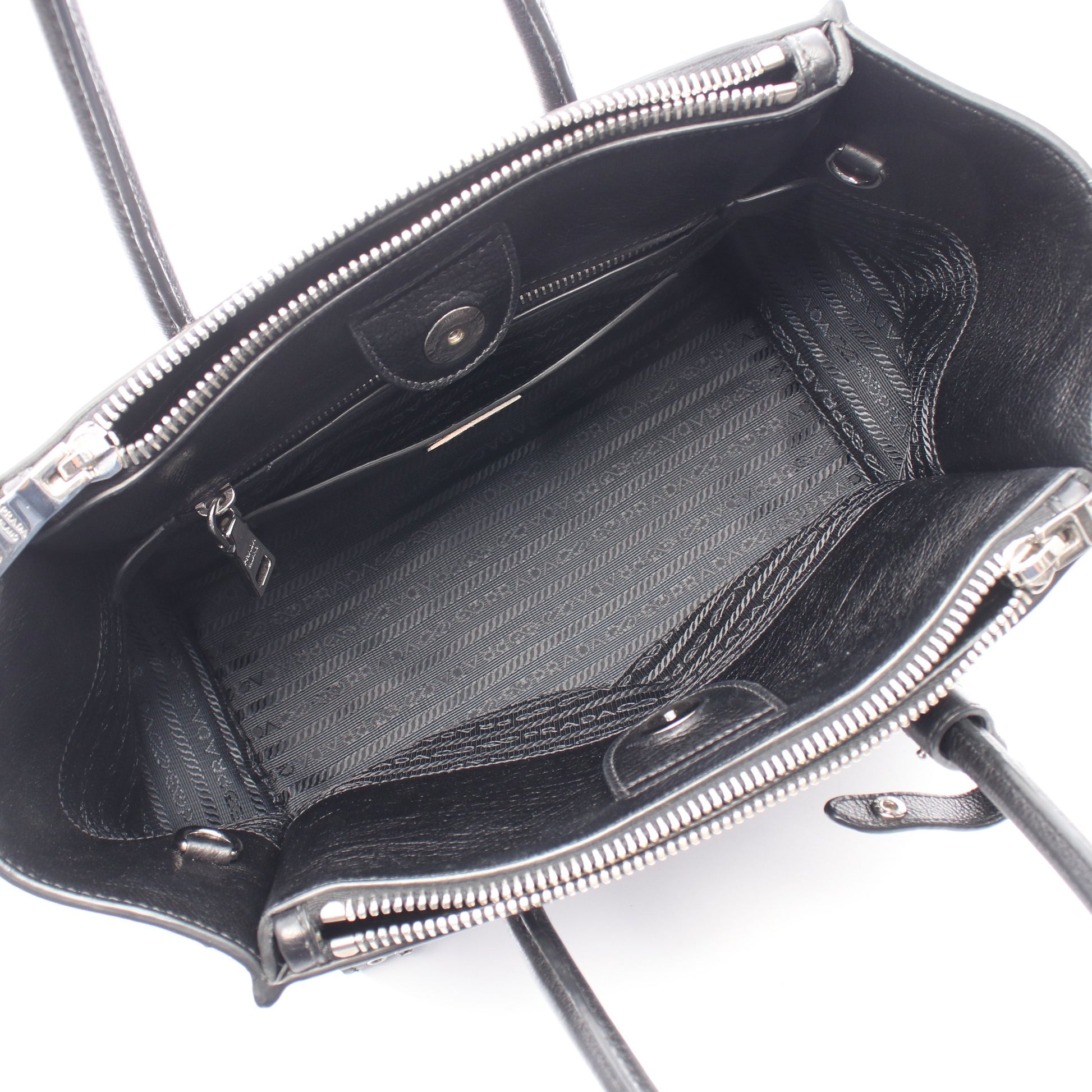GLACE'CALF 2WAY ビジュー スタッズ ハンドバッグ レザー ブラック プラダ バッグ PRADA
