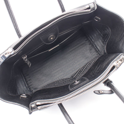 GLACE'CALF 2WAY ビジュー スタッズ ハンドバッグ レザー ブラック プラダ バッグ PRADA