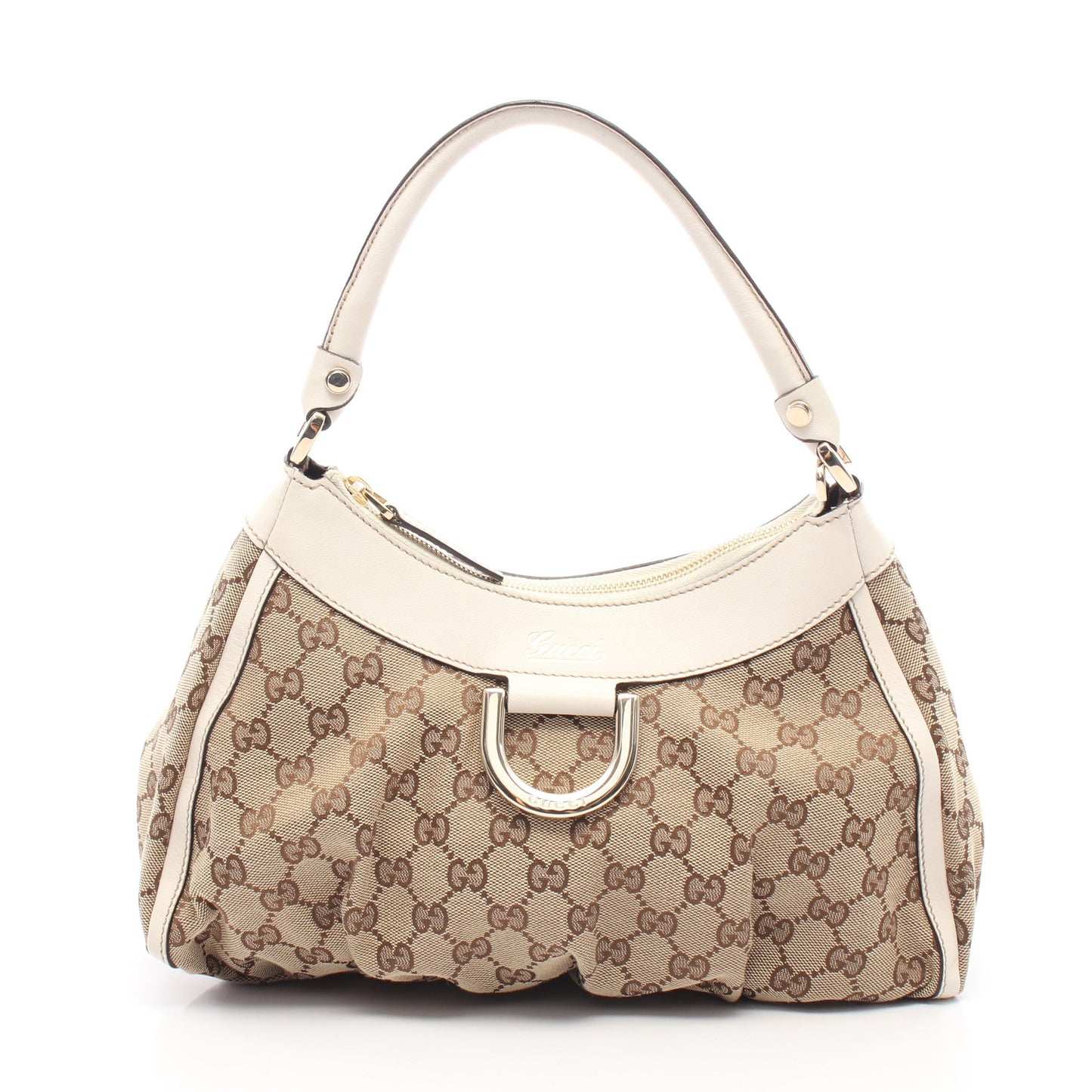 アビー GGキャンバス ワンショルダーバッグ キャンバス レザー ベージュ ホワイト グッチ バッグ GUCCI