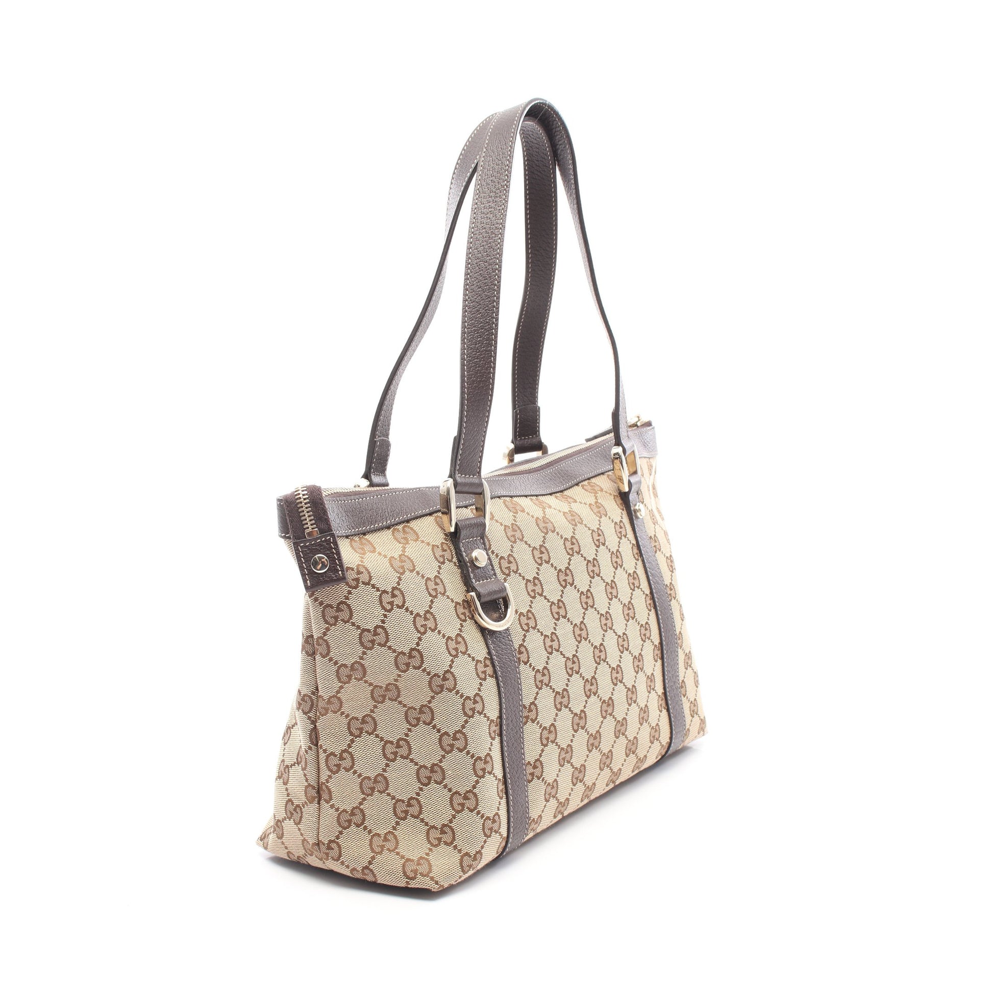 アビー GGキャンバス ショルダーバッグ トートバッグ キャンバス レザー ベージュ ダークブラウン グッチ バッグ GUCCI