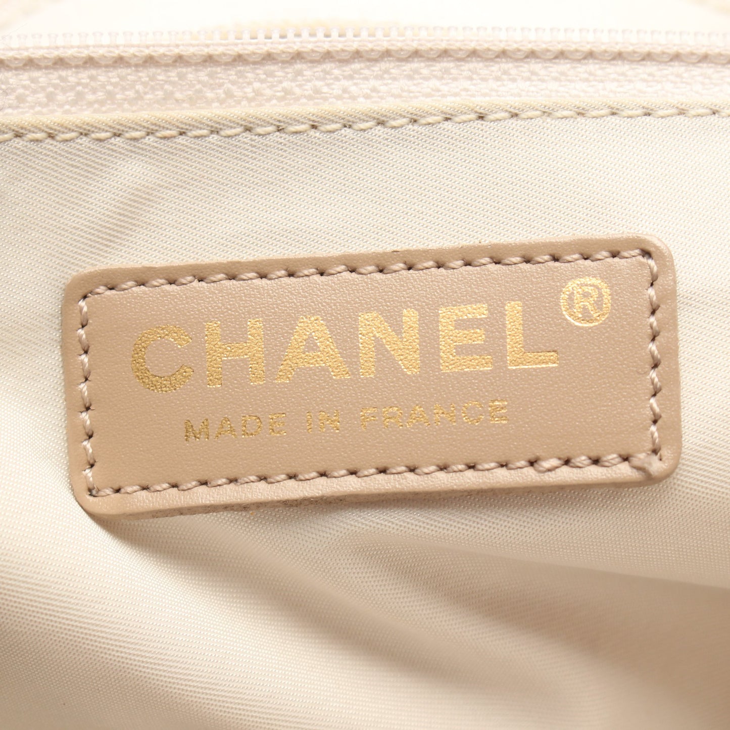 ニュートラベルラインMM ハンドバッグ トートバッグ ナイロンキャンバス レザー ベージュ ゴールド金具 シャネル バッグ CHANEL