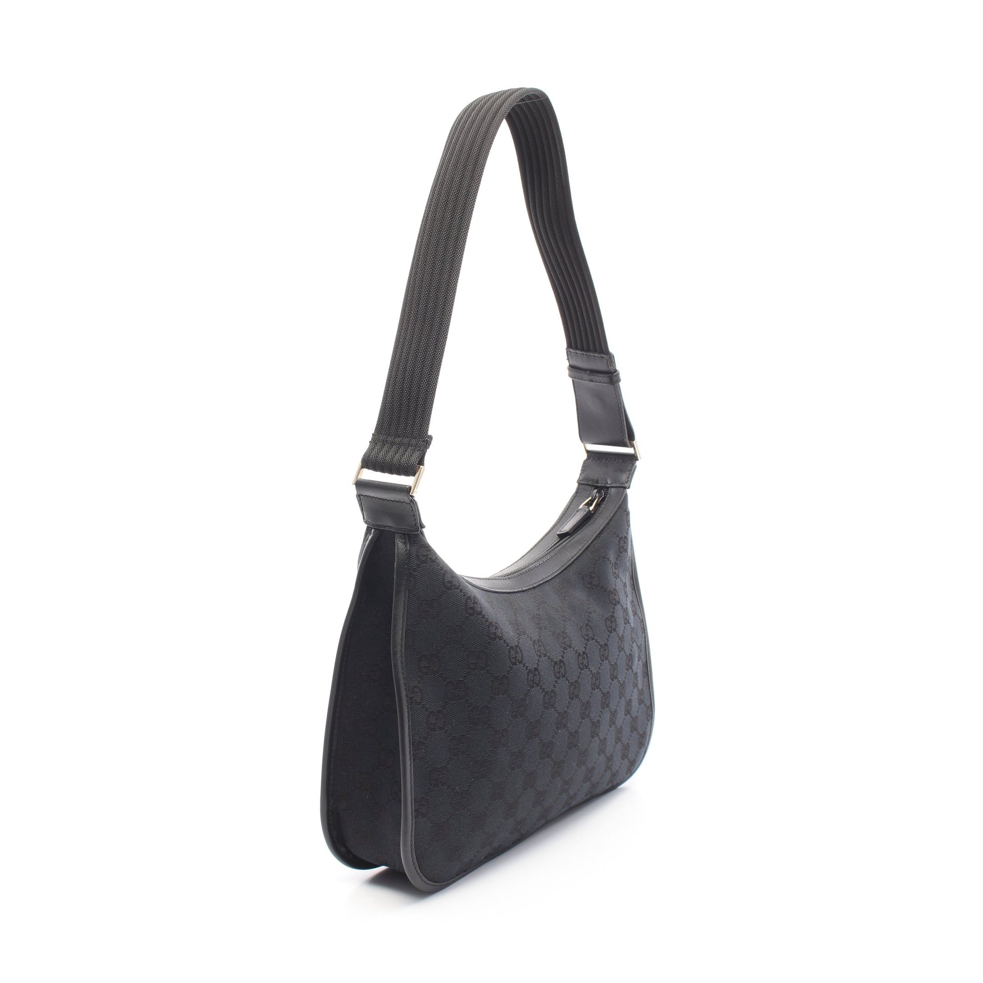 GGキャンバス ワンショルダーバッグ キャンバス レザー ブラック グッチ バッグ GUCCI