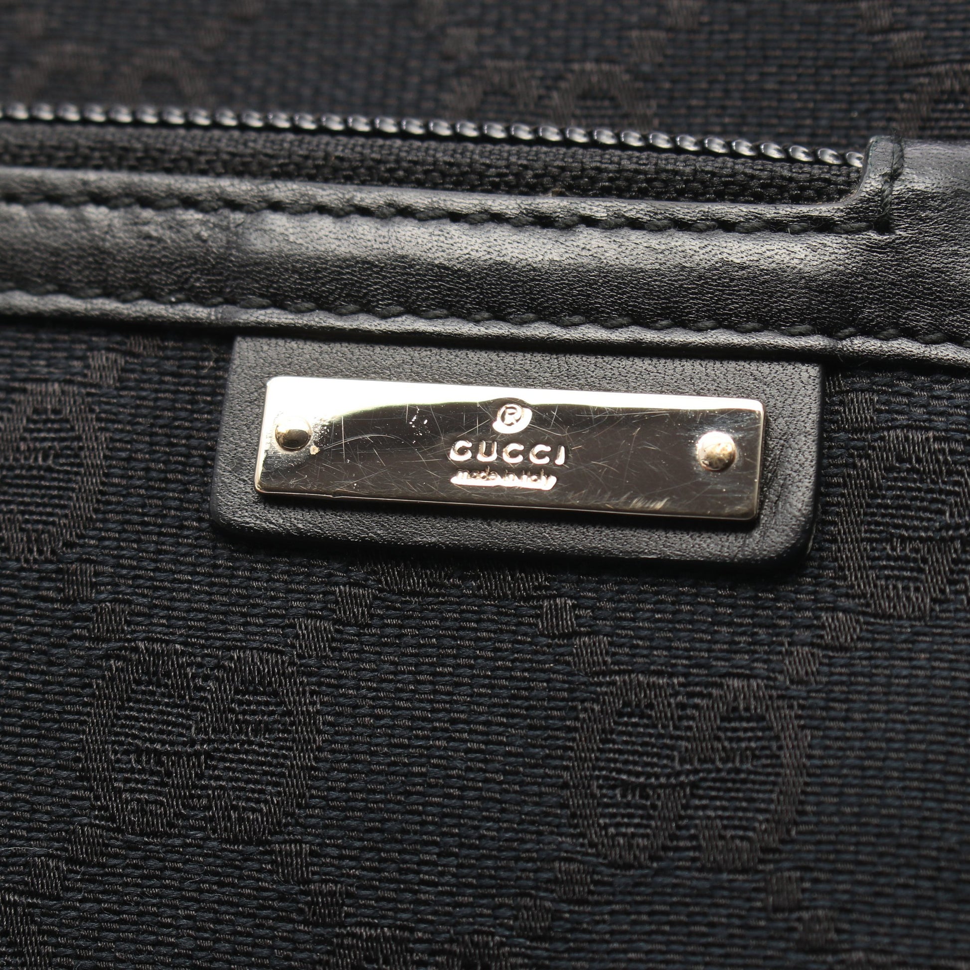 GGキャンバス ワンショルダーバッグ キャンバス レザー ブラック グッチ バッグ GUCCI