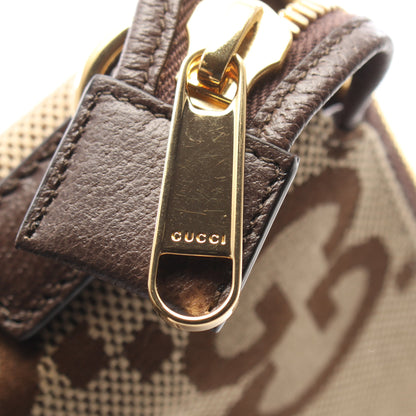 ジャンボGG メッセンジャーバッグ ショルダーバッグ キャンバス レザー ベージュ ダークブラウン グッチ バッグ GUCCI