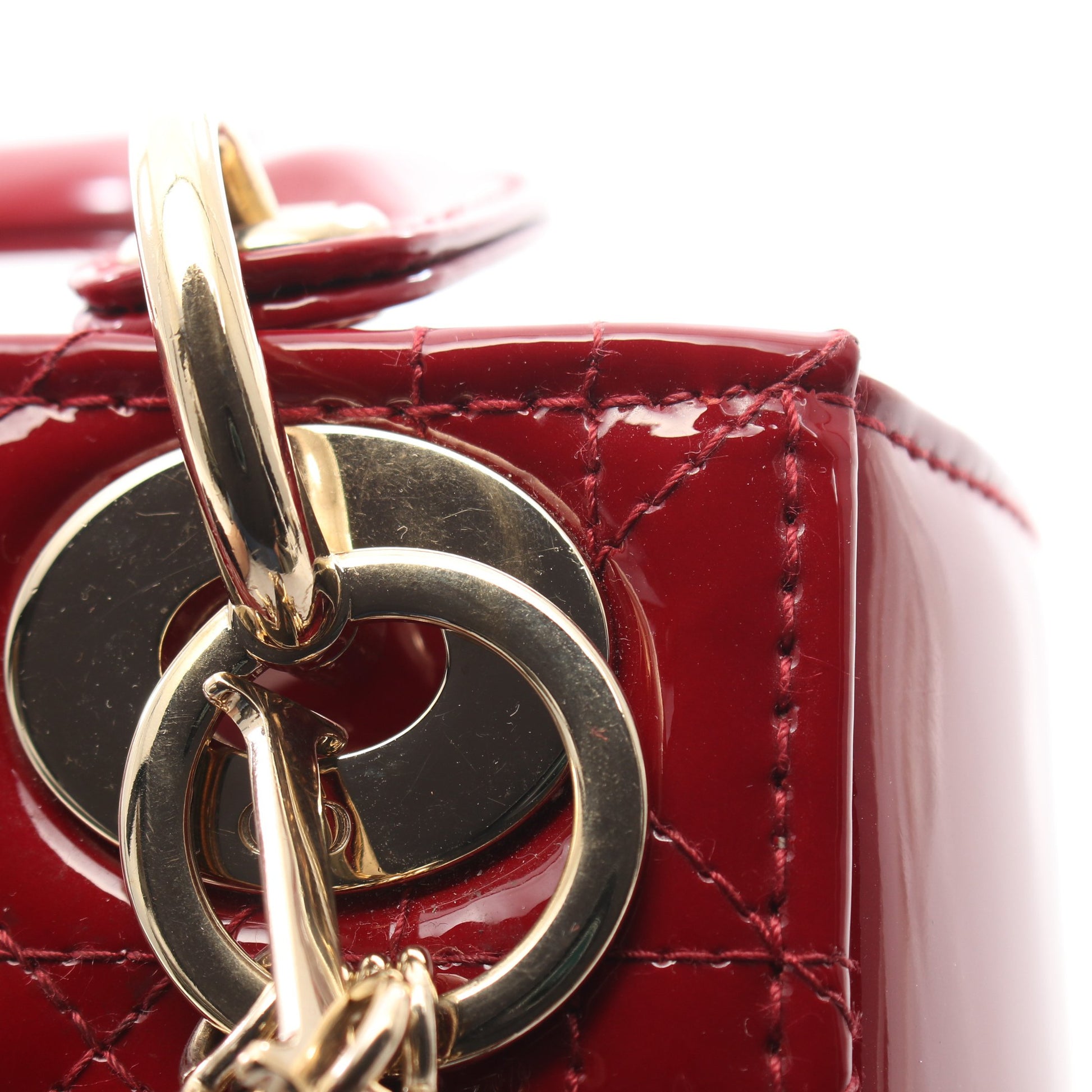 レディディオール ミニ カナージュ 2WAY ハンドバッグ エナメルレザー レッド クリスチャンディオール バッグ Christian Dior