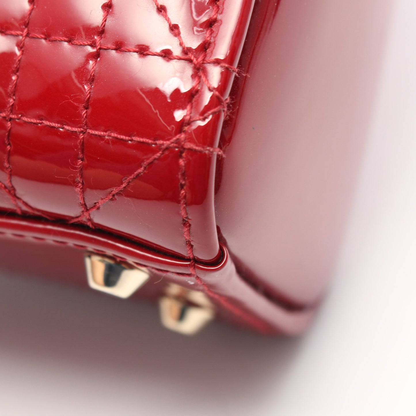 レディディオール ミニ カナージュ 2WAY ハンドバッグ エナメルレザー レッド クリスチャンディオール バッグ Christian Dior