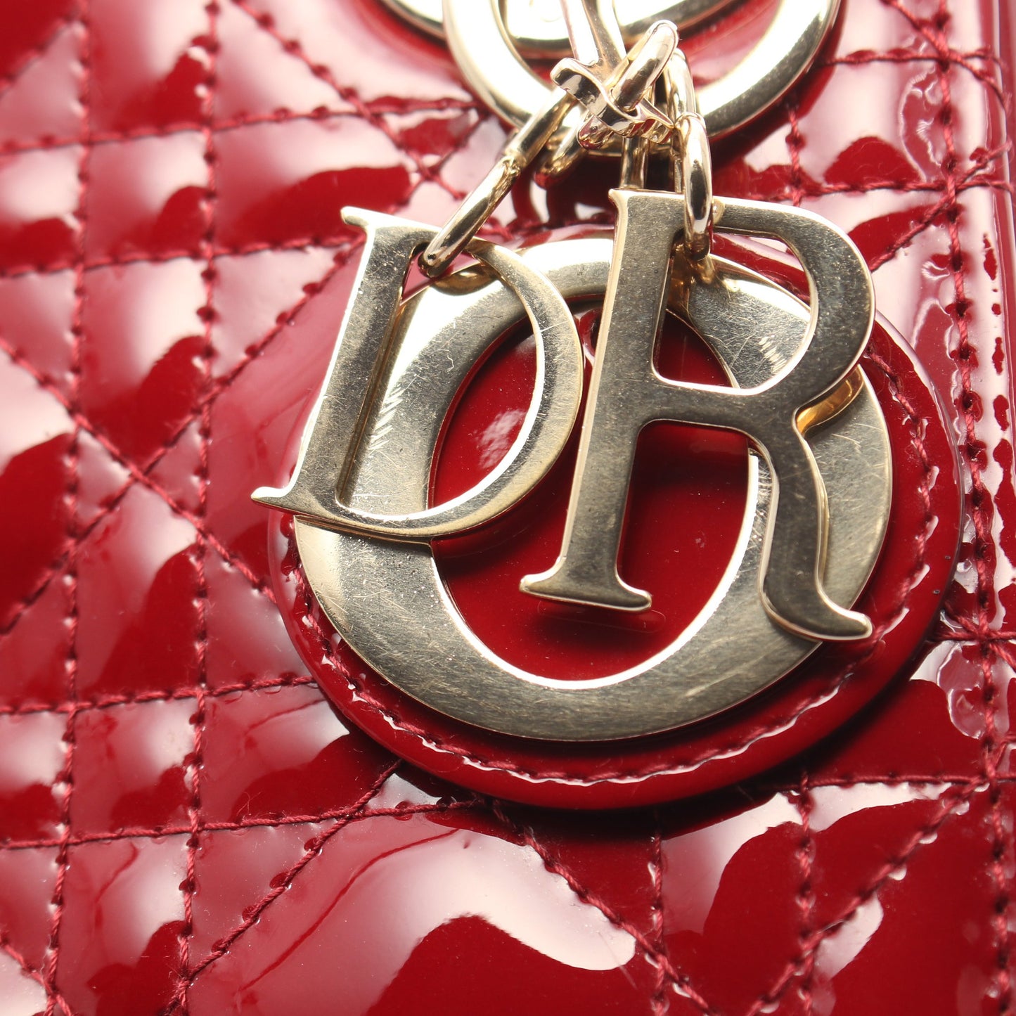 レディディオール ミニ カナージュ 2WAY ハンドバッグ エナメルレザー レッド クリスチャンディオール バッグ Christian Dior