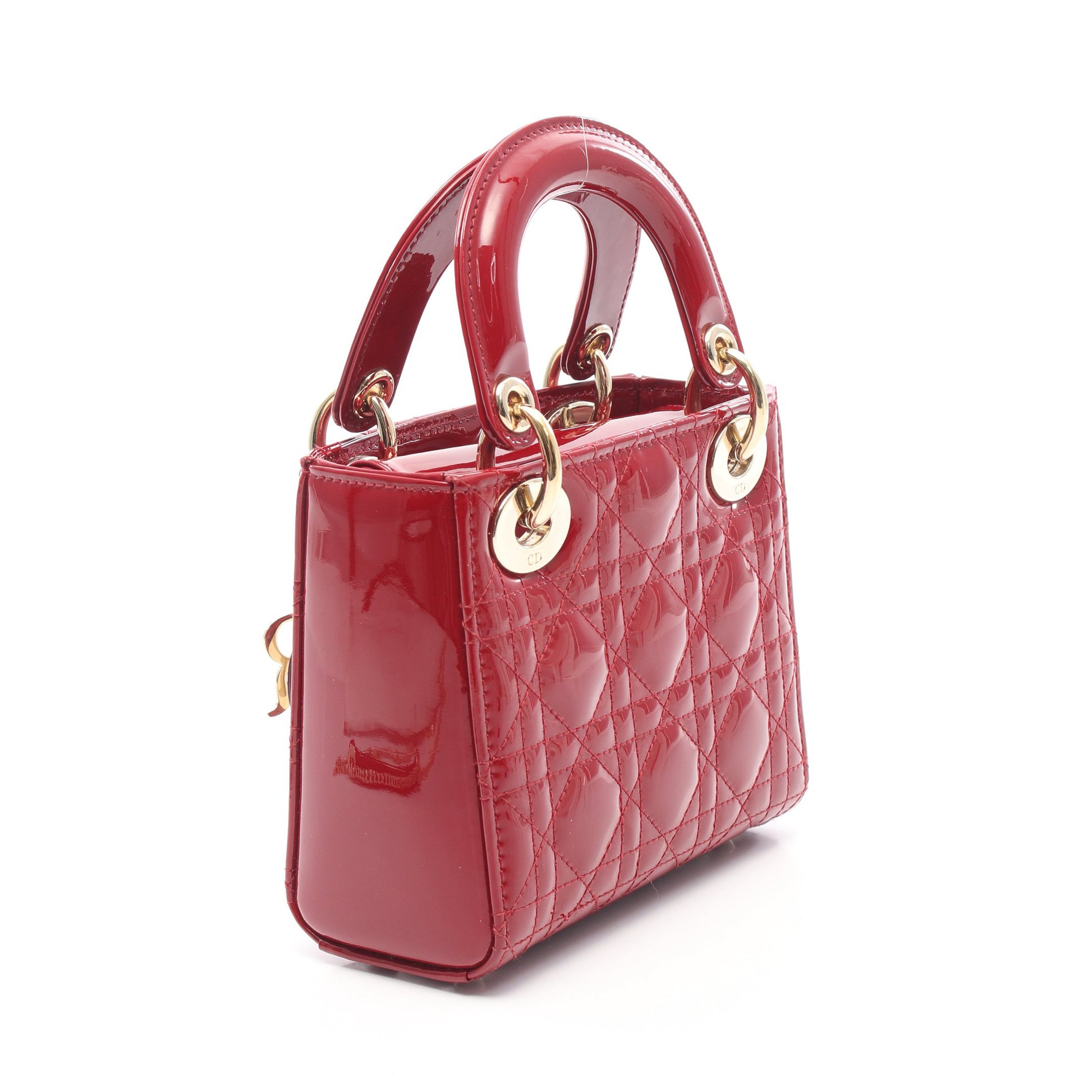 レディディオール ミニ カナージュ 2WAY ハンドバッグ エナメルレザー レッド クリスチャンディオール バッグ Christian Dior