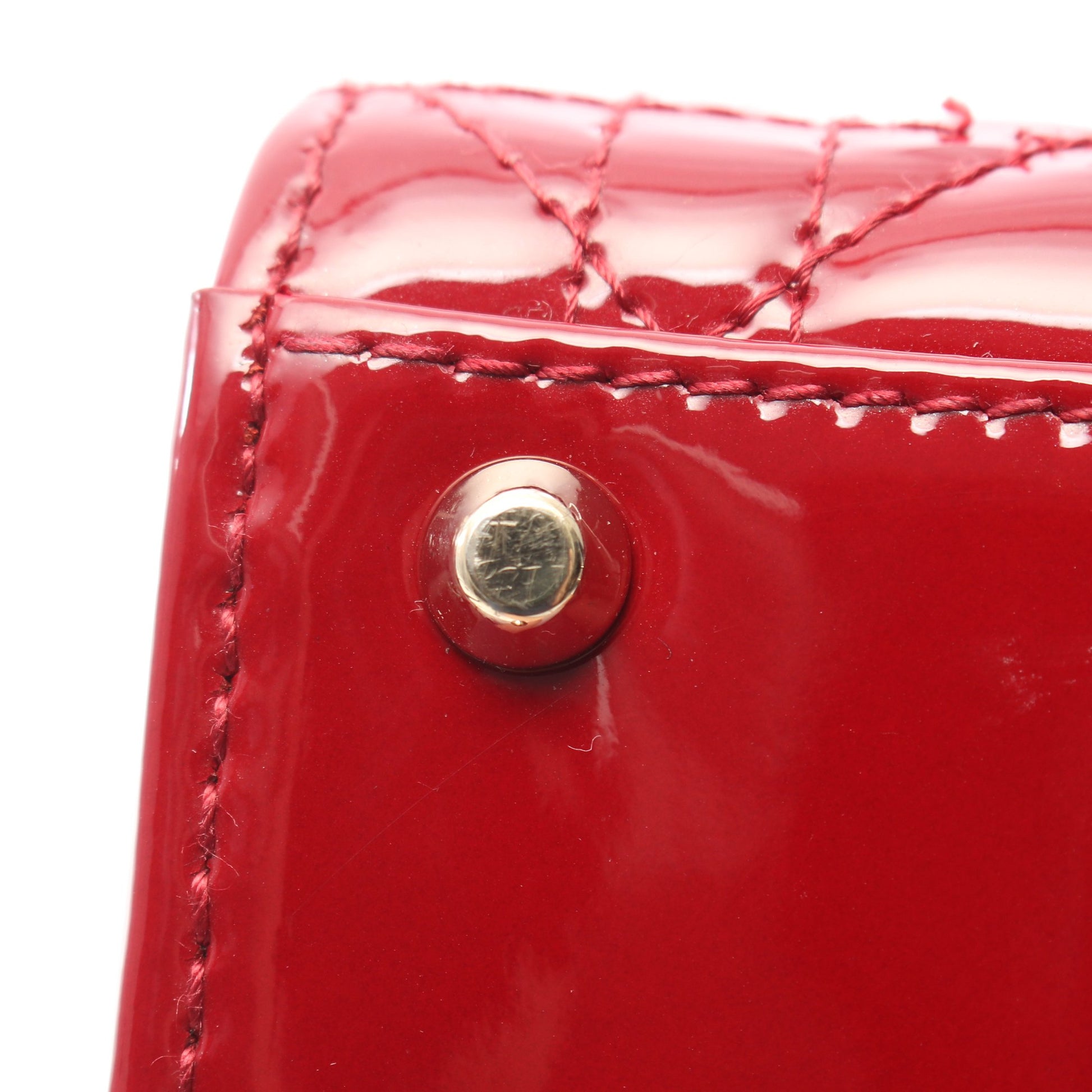 レディディオール ミニ カナージュ 2WAY ハンドバッグ エナメルレザー レッド クリスチャンディオール バッグ Christian Dior
